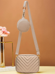 Chevron Quilted Square - Beige